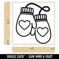 thumbnail image 2 of Cozy Mittens with Hearts Winter Self-Inking Rubber Stamp Ink Stamper - Black Ink - Small 1 Inch, 2 of 7