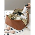 thumbnail image 6 of SEARIPE Cosmetic Bag Plain Multi Layer Makeup Bag Zipper Organizer Toiletry Bag Waterproof Travel Bags for Women and Girls Brown, 6 of 7