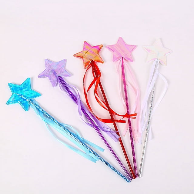 5 Piezas Varitas de Hadas, Varitas de Estrellas Brillantes, Varita de Princesa Estrella, Varita Mágica de Estrellas, para Niñas, Accesorios de Disfraces, Juegos de Rol, Suministros para Fies