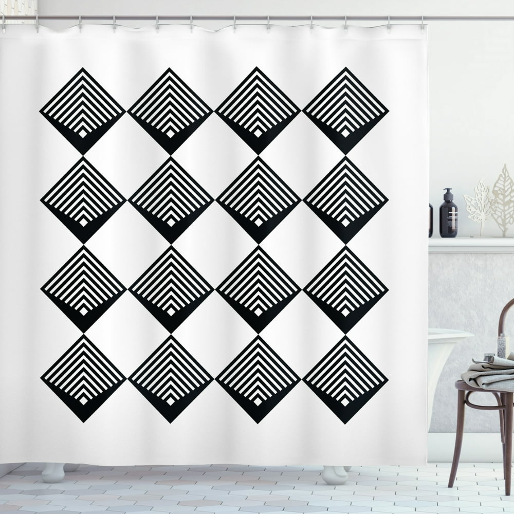 Black And White Shower Curtain Art Deco Style Inspired Simplistic
