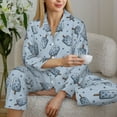 thumbnail image 5 of KLL Cute Ice Cream Print Women's Long Sleeve Pajamas with Pants Sleepwear Loungewear 2 Set-Small, 5 of 7