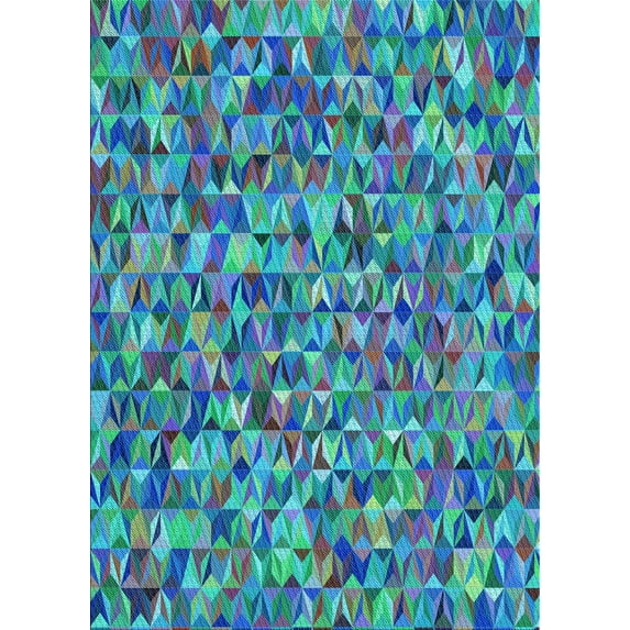 Ahgly Company Indoor Rectangle Patterned Dark Turquoise Green Area Rugs, 8' x 10'