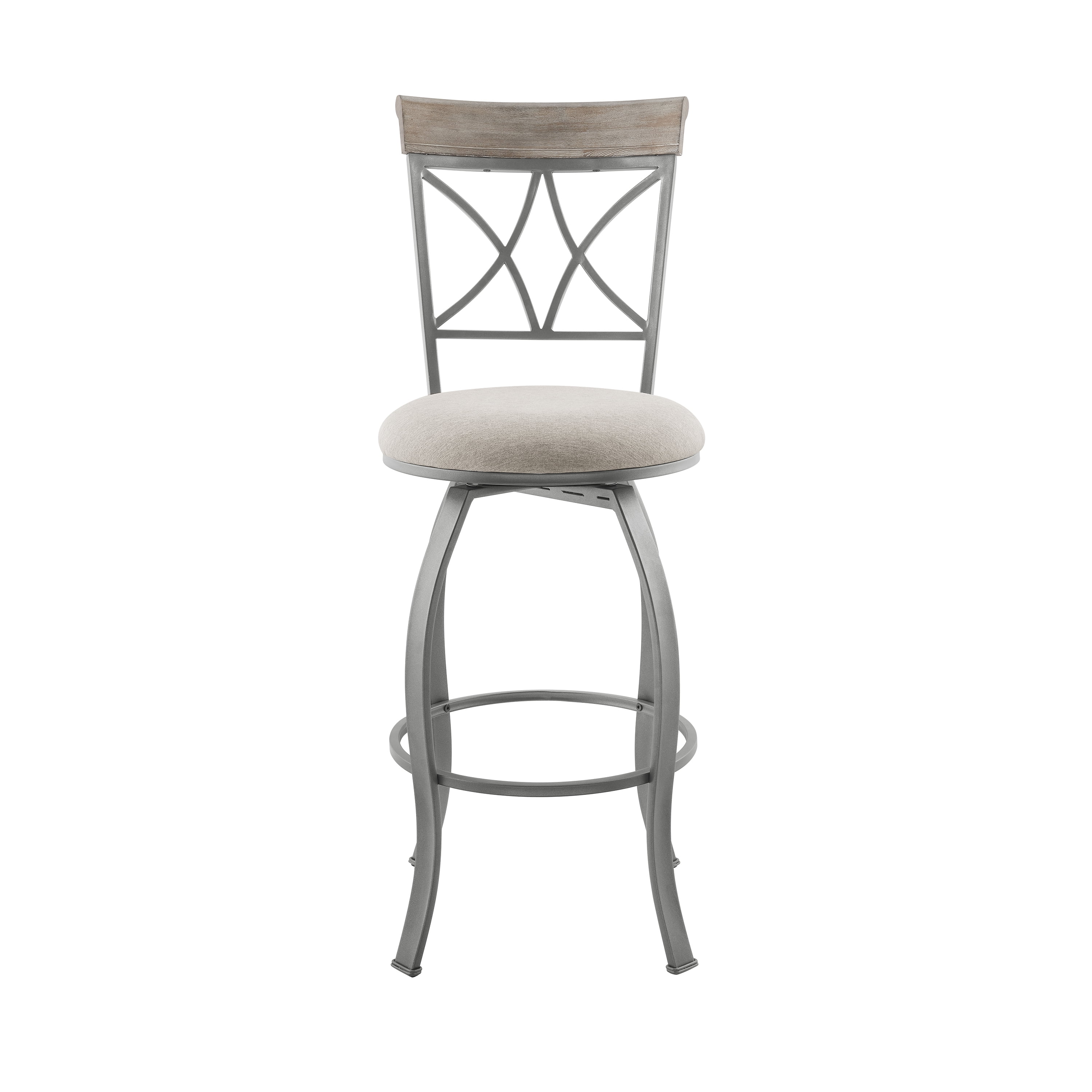 Powell Roselyn 30" Indoor Round Metal Swivel Bar Stool, Pewter