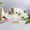 thumbnail image 4 of Unique Bargains Elegant Floral Design Folding Hand Fan Yellow Green, 4 of 5