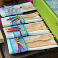thumbnail image 2 of Disposable Wooden Cutlery Utensils Set ‚(Pack of 275) 110 Forks 55 Knives 110 Spoons, 5.5-inch Set Eco-Friendly Compostable Silverware Kit Biodegradable Party Supplies Events, 2 of 7
