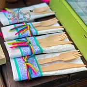 Disposable Wooden Cutlery Utensils Set ‚(Pack of 275) 110 Forks 55 Knives 110 Spoons, 5.5-inch Set Eco-Friendly Compostable Silverware Kit Biodegradable Party Supplies Events