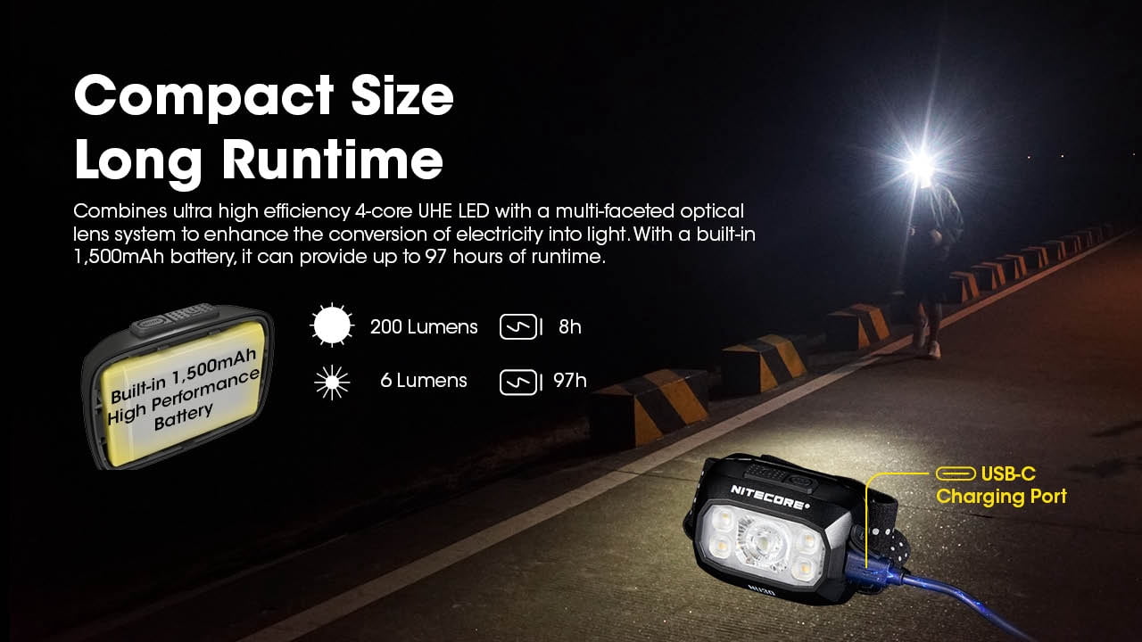 Nitecore NU30 500 Lumen USB-C Rechargeable Outdoor Headlamp + Nitecore Sticker