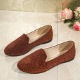 thumbnail image 4 of HTHLVMD Shiny Fabric Loafers, V-Cut Slip-On Flats, Womens Ballet Flats 2026 Pointed Toe Slip-On Dressy Flat Shoes Casual Lightweight Comfortable Business Work Loafer Shoes, Wine 7.5, 4 of 9