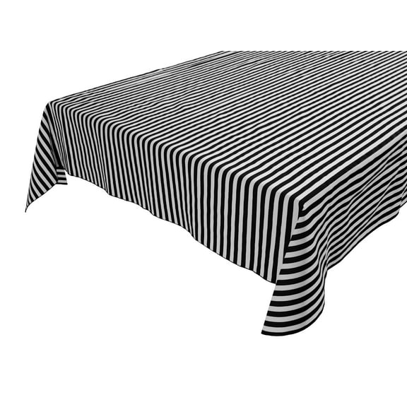 Cotton Tablecloth Stripes Print / Half Inch Wide Stripe Black and White