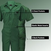 ACTIVE UNIFORMS Coveralls Workwear Men Short Sleeve Coveralls (Hunter Green, Small)