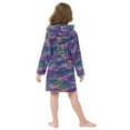thumbnail image 4 of FORMRS Niños Bathrobe Unisex Hooded Robe Soft Plush Pajamas Sleepwear, Size 2-3T, Purple Waves Pattern, 4 of 7