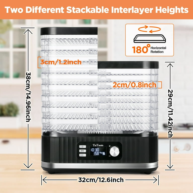 TNTANTS 9-Tray Food Dehydrator, 95-176Â°F Adjustable, 24H Timer