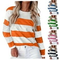 thumbnail image 2 of WTXUE Striped Shirt Long Sleeve Shirts For Women Womens T Shirts Long Sleeve Crew Neck Shirts Basic Tee Sort Comfy Printed Tops Blouse, Green L, 2 of 6
