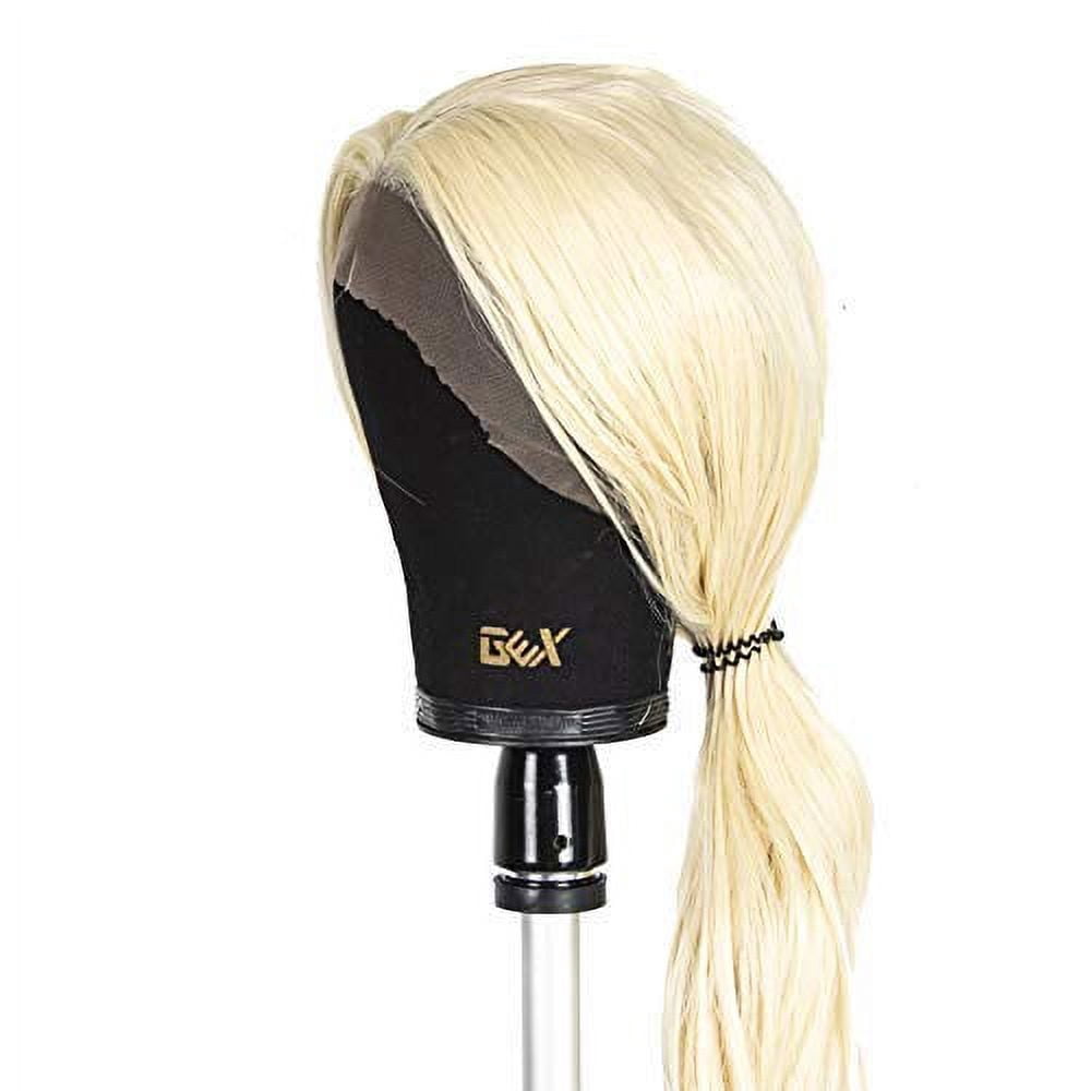 Gex Worldwide 20"-24" Cork Canvas Block Head Mannequin Head Wig Display Styling Head With Mount Hole and Accessories (23") Black