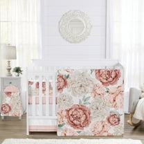 Sweet Jojo Designs Peony Floral Garden Pink Ivory Crib Bedding   BreathableBaby Breathable Mesh Liner Pad