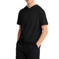 thumbnail image 2 of GiLiling Boys Short Sleeve Hoodie Youth Athletic Workout Pullover Kids Sports Soccer Baseball Lightweight Hooded Shirt (Black, 10-11 Years), 2 of 9
