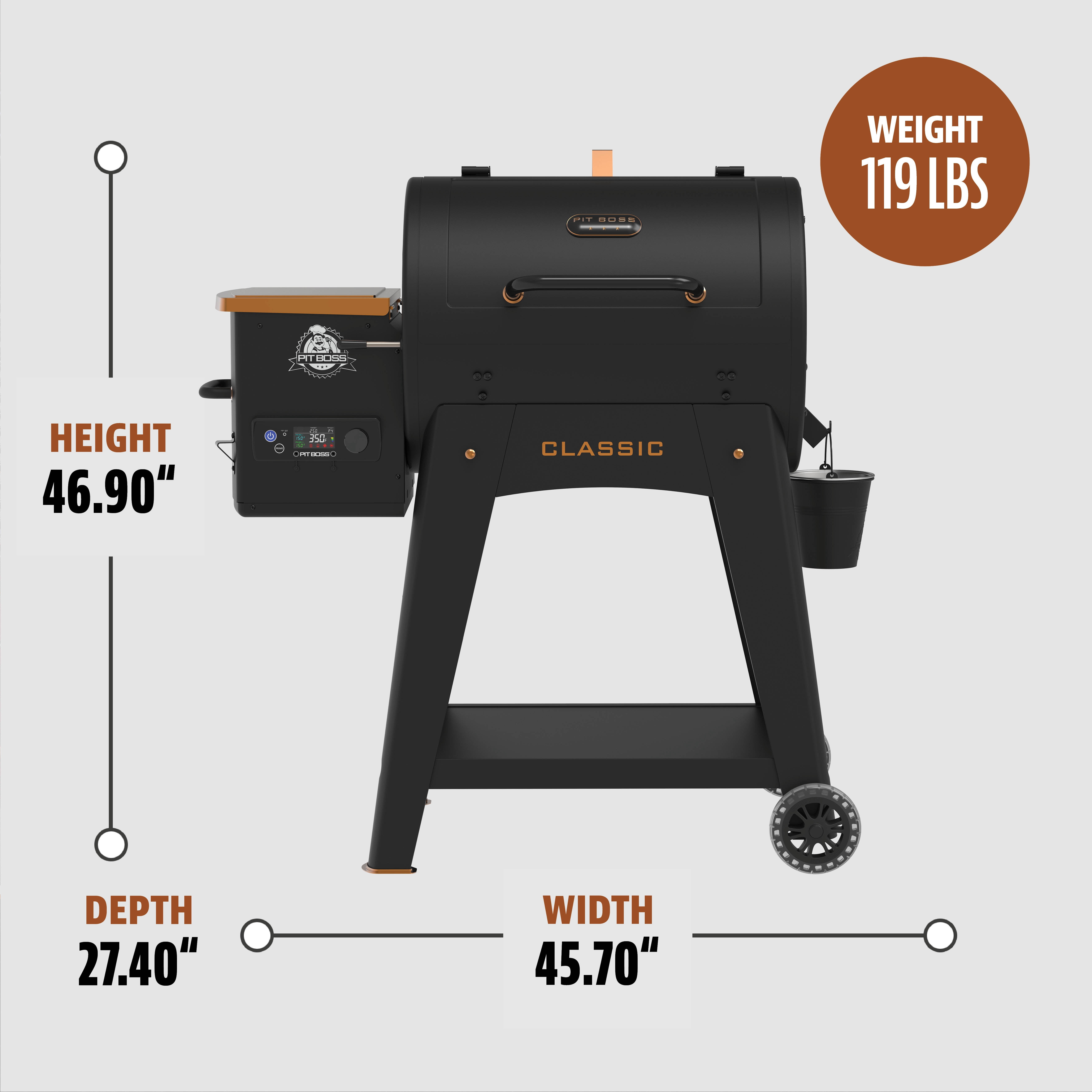 Pit Boss Pellet Smoker, Classic 700 Square Inch Wood Fired Pellet Grill, Onyx Series