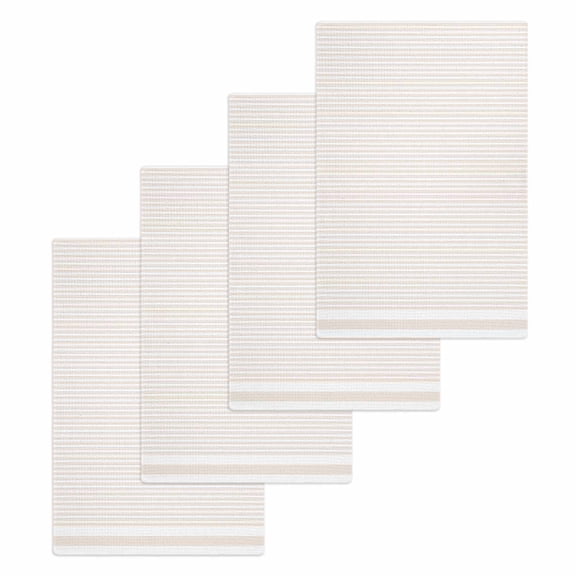 Farmhouse Beige White Striped Kitchen Dish Towels for Drying Dishes Set of 4, Modern Stripes Waffle Weave Microfiber Hand Tea Bathroom Towels Quick Dry & Absorbent Towel 15.7x23.6