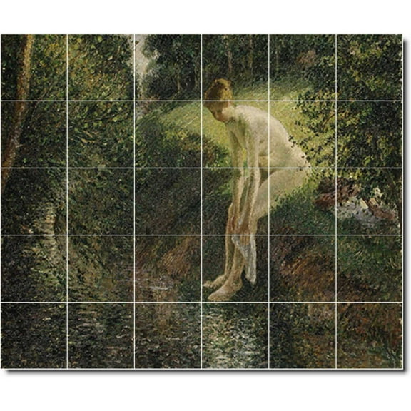 Ceramic Tile Mural-Camille Pissarro Country Painting 60. 25.5" w x 21.25" h using (30) 4.25 x 4.25 ceramic tiles