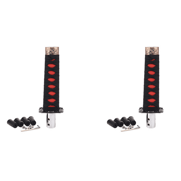 2X Universal Samurai Sword Gear Shift Knob Shifter Katana Metal Black+Red 15cm