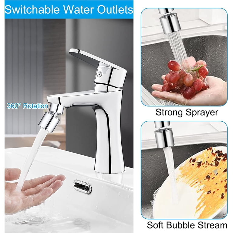 360° Swivel Faucet Aerator – Solid Brass Dual Function Kitchen Sprayer, 1.8 GPM, Chrome Finish, M22/M24 Thread