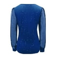 thumbnail image 4 of Arlun Womens Sparkly Tops Dressy Mesh Puff Long Sleeve Blouses Trendy Waves V-Neck Glitter Party Evening T-Shirts Plus Size Loose Soft Comfortable Casual Tee Top Blue XXXXXL, 4 of 5