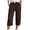 Brown, variant on Muslin Capri Pants for Women Loose Straight Leg Trousers Ladies Elastic Waist Beach Pant with Drawstring S Beige