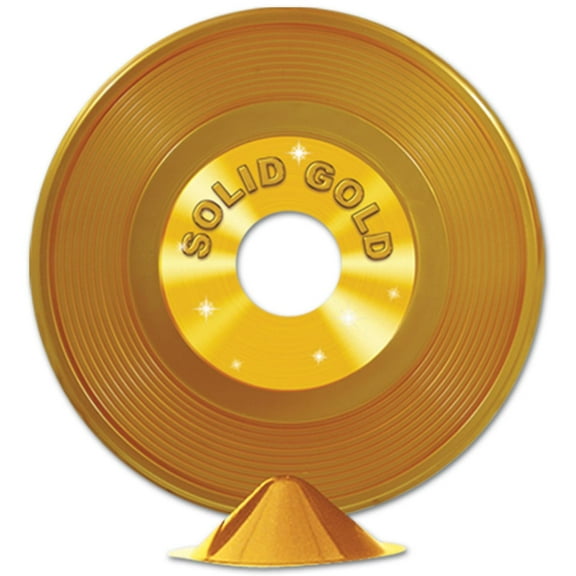 12 Pack Beistle Gold Plastic Record Party Centerpiece