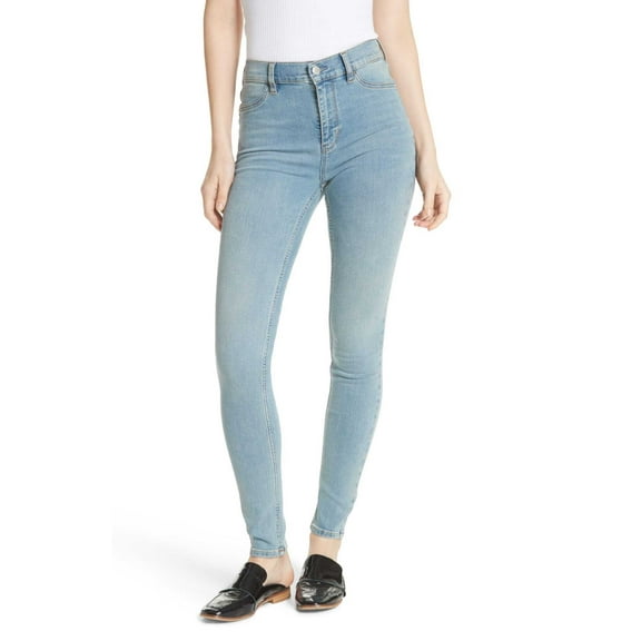 FREE PEOPLE $78 Womens New 1283 Blue Super-Skinny Hi-Waist Jeans 25 WAIST B B