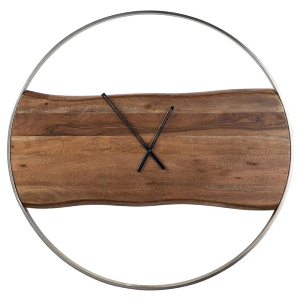 Signature Design by Ashley Casual Panchali Wall Clock  Brown/Silver Finish
