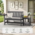 thumbnail image 2 of KINGYES HDPE Outdoor Bench with Integrated Side Tray, 2-Person All-Weather Patio Bench with 660 lbs Capacity, Porch Bench for Backyard, Garden & Park, Gray, 2 of 12
