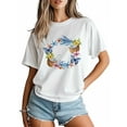 thumbnail image 2 of Women's T-Shirt Simple Coconut Butterfly Starfish Seagrass Blue Short Sleeve Casual Tee Classic Crew Neck T Shirt for Women White, M, 2 of 7