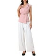 thumbnail image 2 of INSPIRE CHIC Women's Sleeveless V Neck Belted Lapel Collar Work Vest XS Pink, 2 of 5