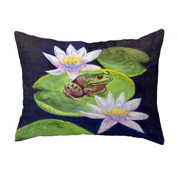 Betsy Drake Interiors Frog & Lily No Cord Pillow 16x20