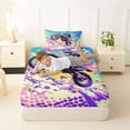 thumbnail image 4 of Castle Fairy Pop Art Motocross Twin Sheet Sets 3pcs for Teens, Bright Burst Jump Bedding for Vibrant Bedroom, Purple Pink, 4 of 6