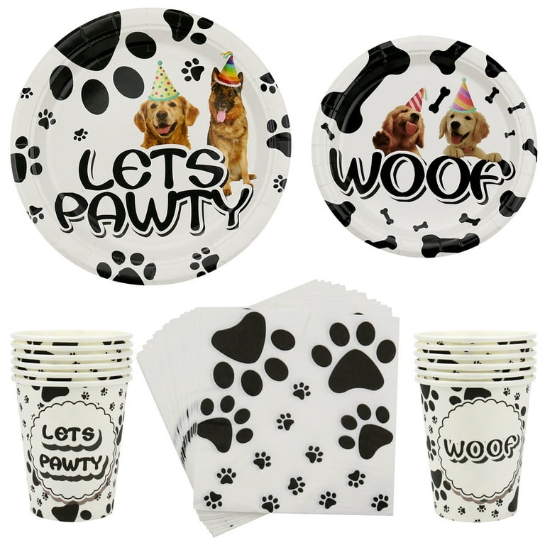 Puppy Paw Print Paper Straws, Party Supplies