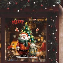 Hometravel Christmas Window Decoration Stickers, Removable Holiday Themed Window Clings, Festive Seasonal Decor for Glass, Mirrors, Home and Office Display