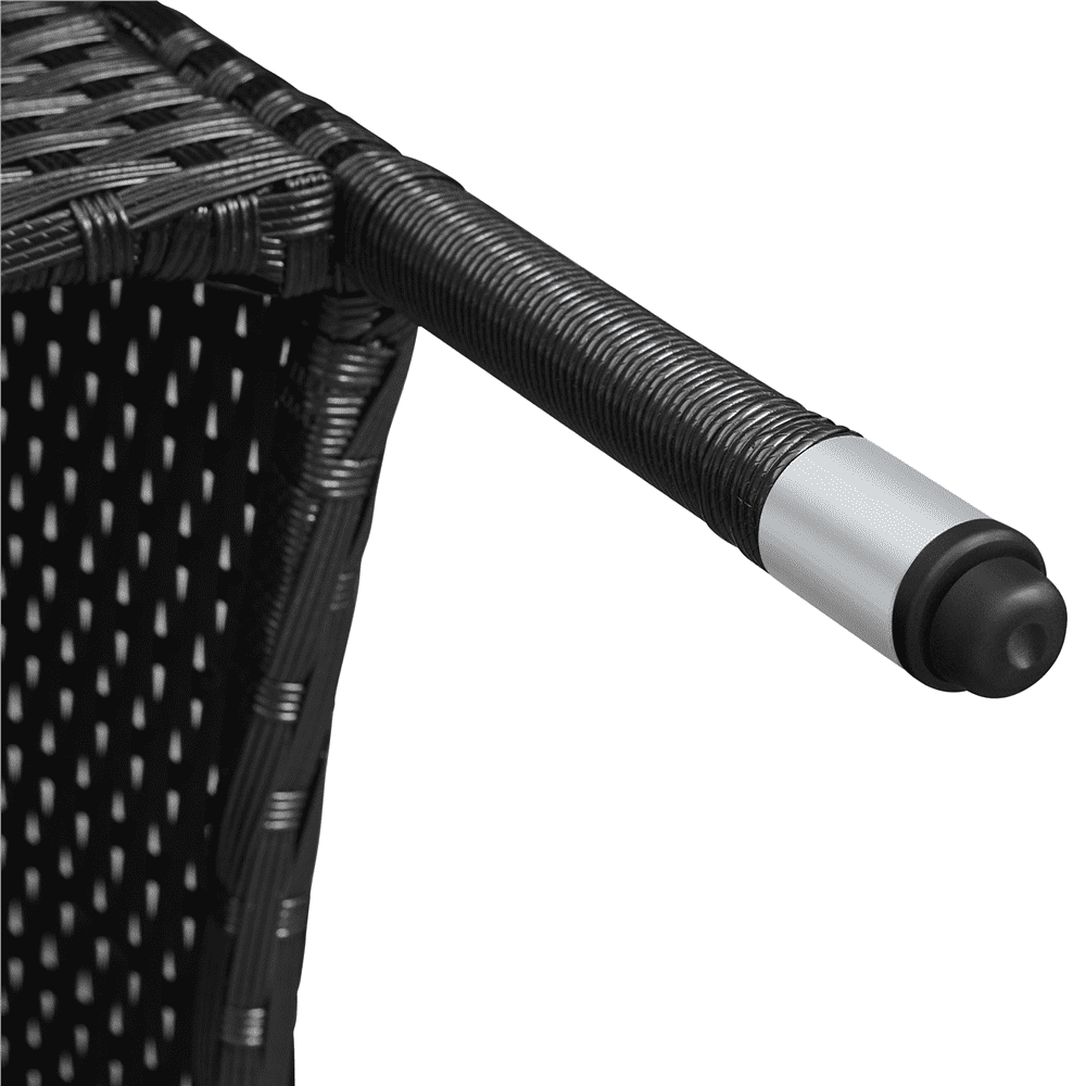 Yaheetech 3-Piece Wicker Furniture Set with Side Table, Black/Cyan