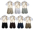 thumbnail image 1 of 4pc Set BoyToddler Formal Party ChampagneVest and Bowtie White Khaki Shorts S-4T, 1 of 2