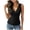 #1Black, variant on Womens Tank Tops Ribbed Knit Tank Top Wrap V Neck Side Button Fitted Sleeveless Top