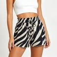 thumbnail image 2 of TEAJOPSUU Summer Zebra Print Shorts for Women Loose Drawstring Beach Shorts Casual Loungewear Flowy A-Line Shorts Black, 2 of 7