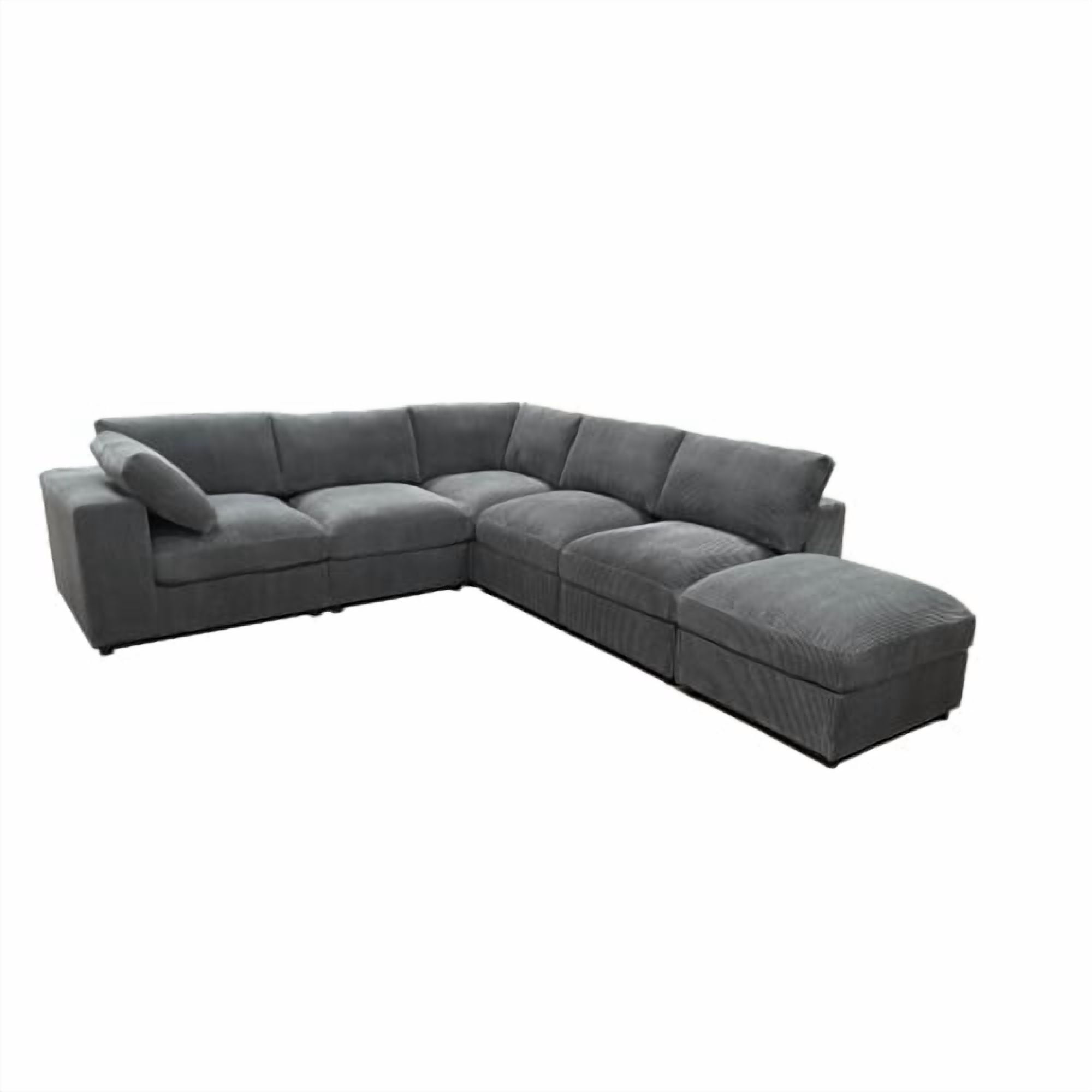 Howcool Cloud Couch Modular Sectional Sofa 6 Seat 122" L Shaped Reversible Convertible Couch, Corduroy Thick Cushion with Storage Ottomans, Washable Removable Cover for Living Room,Grey