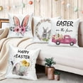 thumbnail image 6 of Easter Pillow Covers Set of 4 Rabbit Pink Truck Egg Decorative Pillow Case Bunny Ear with Flowers Cotton Throw Cushion Cover for Home Office Sofa Bed Couch 16x16 Inch, 6 of 6