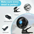 thumbnail image 3 of Car Fan, 6" Clip Fan with 360° Rotatable, Stepless Speed Regulation & Cigarette Lighter, 12V Fan for SUV, RV, Vehicles, 3 of 7