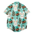 thumbnail image 3 of Men Hawaiian Button Up Tshirt Easter Funny Graphic Tee Shirt Mens Short Sleeve Sailing Shirt Looser Fit Turn Down Collar Top, 3 of 3