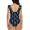 thumbnail image 6 of Yiaed Blue Seahorse Print Women's Ruffled One Piece Swimsuit V Neck Swimwear Slimming Monokini for Woman-X-Large, 6 of 8