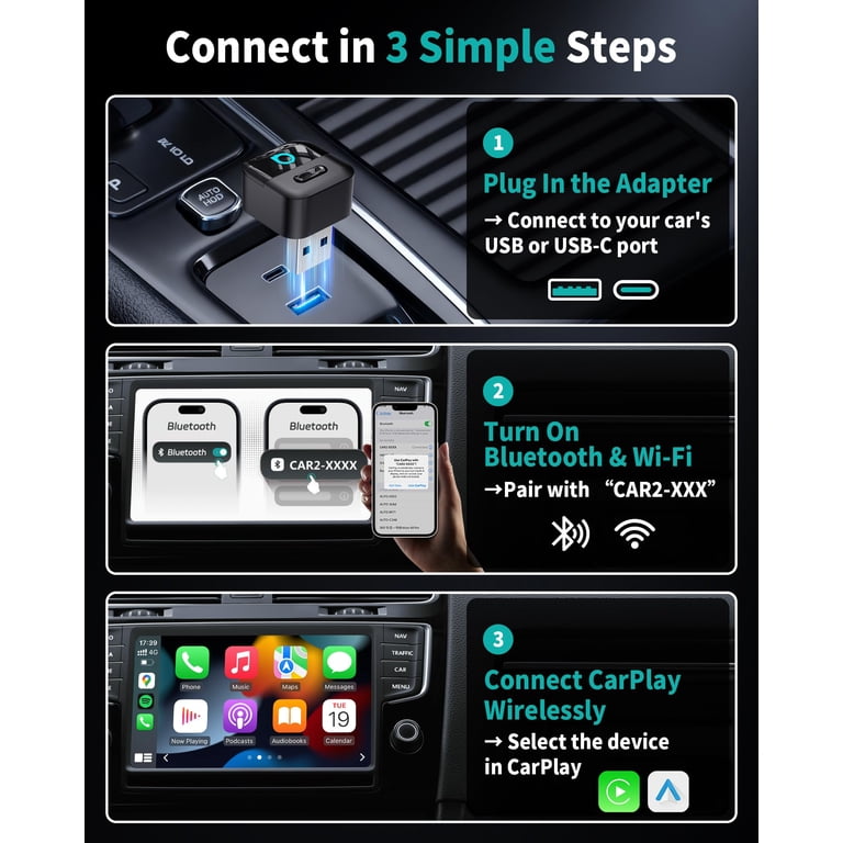 Ottocast Mini Pico Wireless CarPlay Adapter/ Android Auto,2 in 1