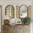 thumbnail image 4 of FRMALL Arched Mirror Window Mirrors for Wall Decor 24"x36" Wood Frame, Brown, 4 of 6