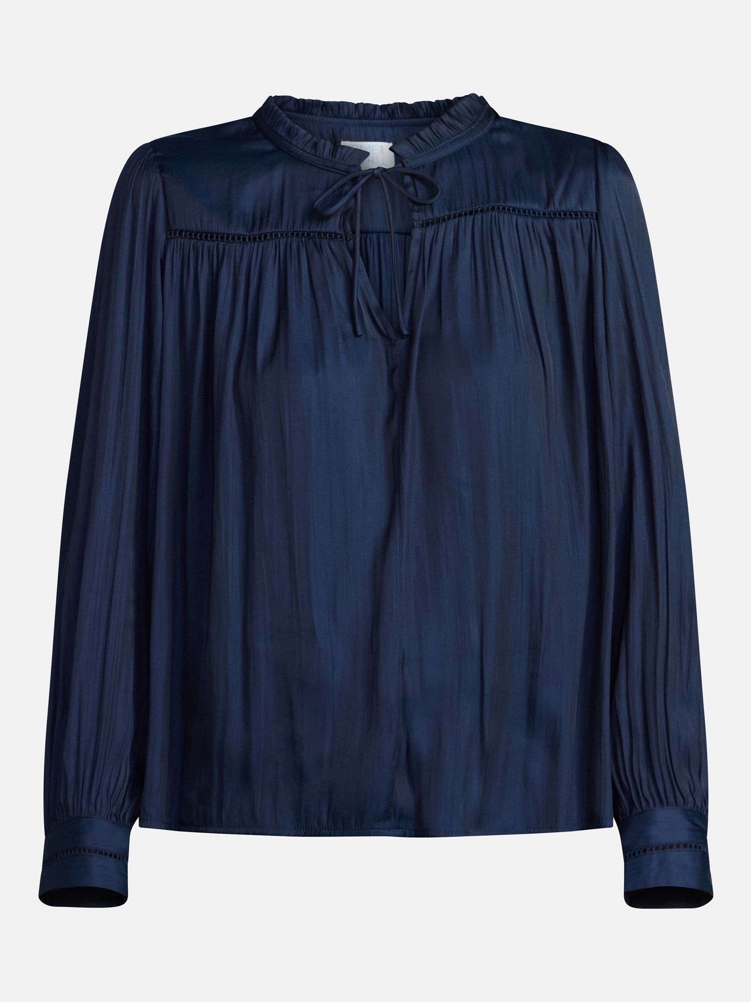 Time and Tru Women's Soft Ruched Yoke Blouse with Long Sleeves, Sizes XS-XXXL