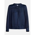 thumbnail image 6 of Time and Tru Women's Soft Ruched Yoke Blouse with Long Sleeves, Sizes XS-XXXL, 6 of 6